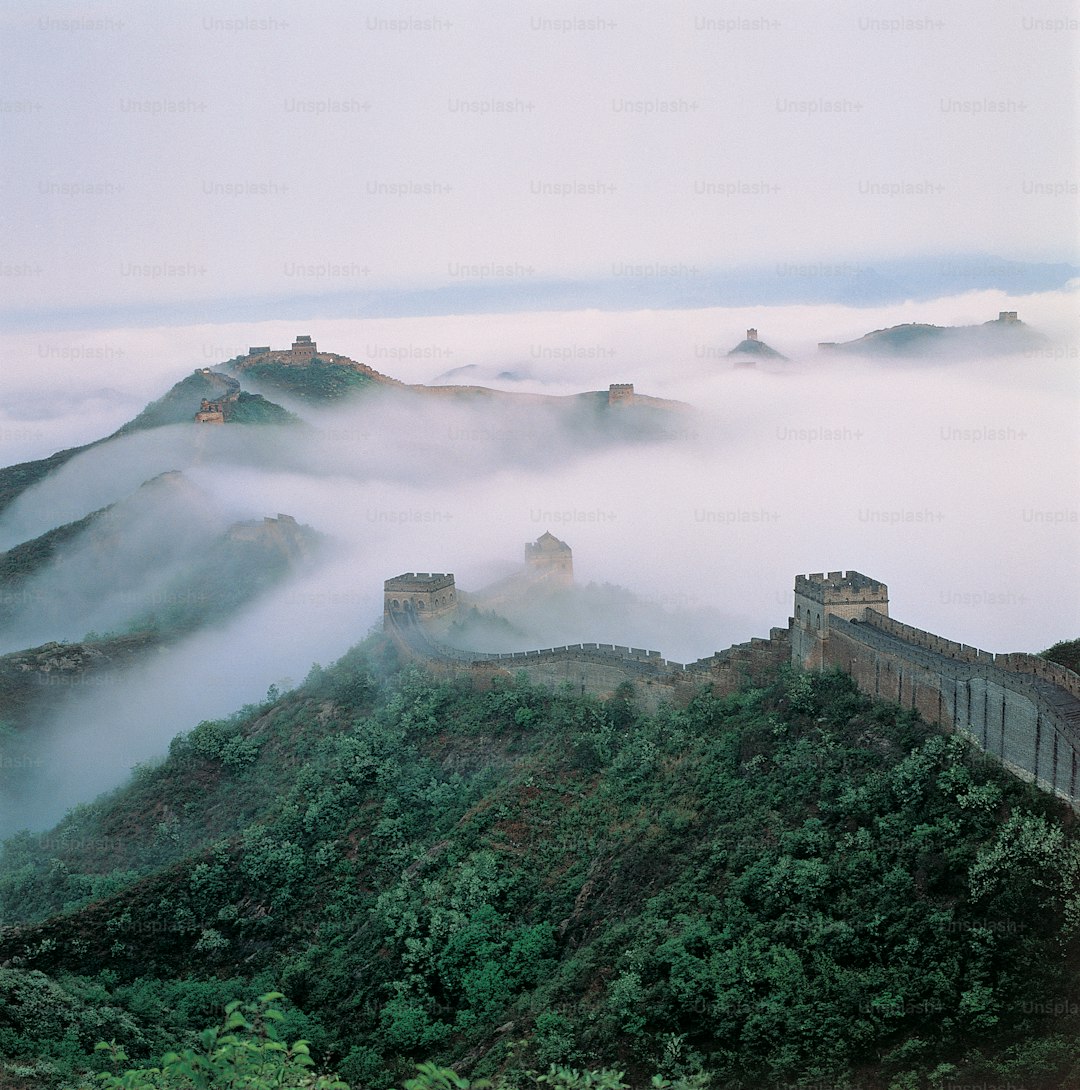 Great Wall of China in fog