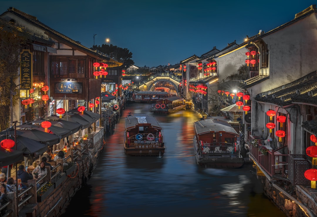 Suzhou Pingjiang Road canal at night