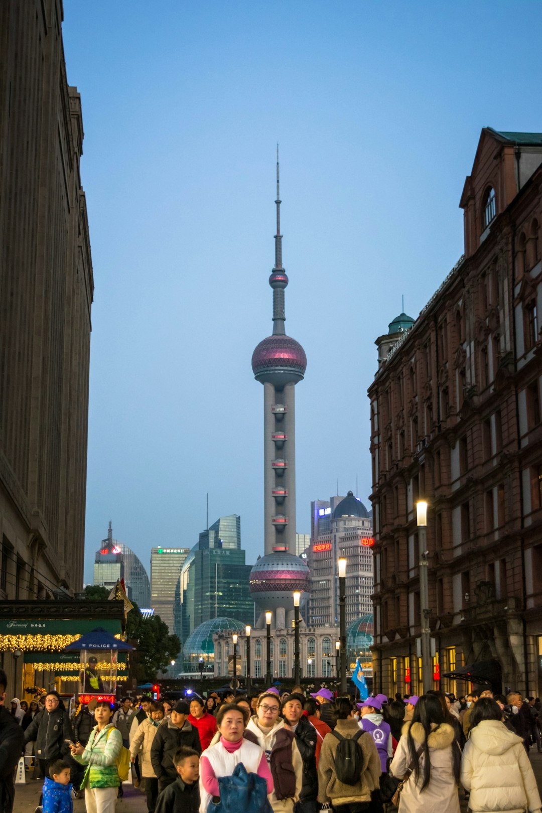 Shanghai nightlife illuminated building