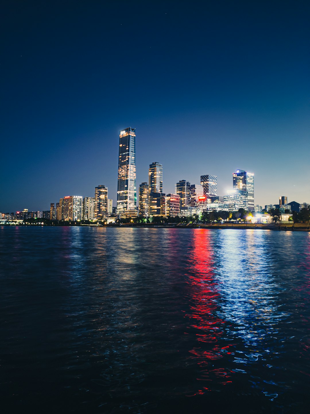 Shenzhen skyline at night from Shenzhen Bay